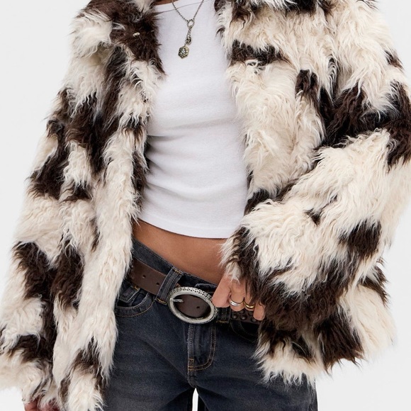 BDG Jackets & Blazers - BDG Cream and Brown Teddy Jacket